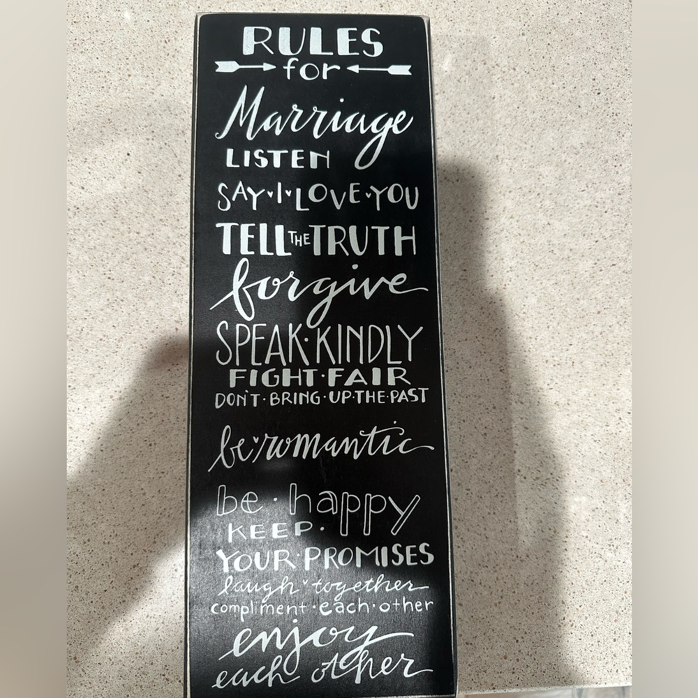 “Rules for Marriage” Decor